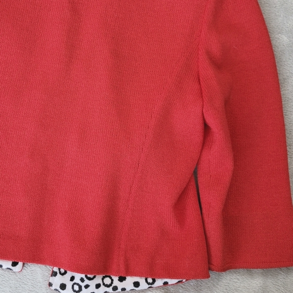 ST JOHN Blazer Red Vintage Marie Gray Collection Polka Dot Cheetah Trim 2 XS - Picture 11 of 15